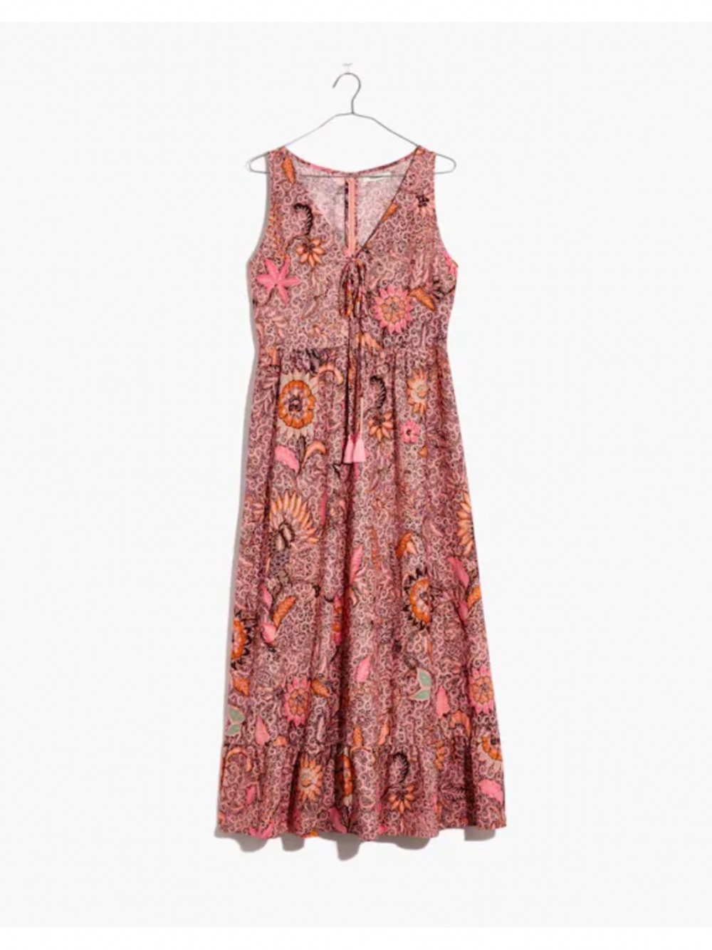 Madewell - Lace-Up Ruffle-Hem Midi Dress in Bali Blooms